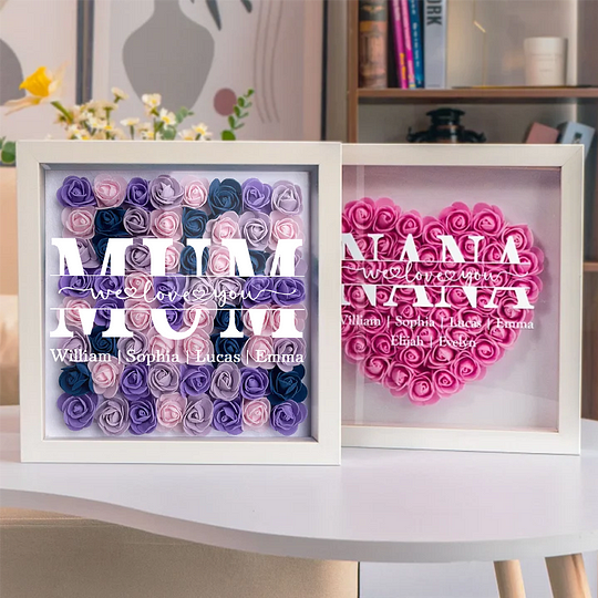 Custom Mom We Love You - Personalized Flower Shadow Box