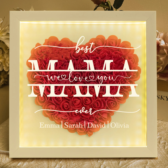 "Best Mom Ever" Heart Shaped Flower Shadow Box | Customized Gift for MUM, Nana Grandma