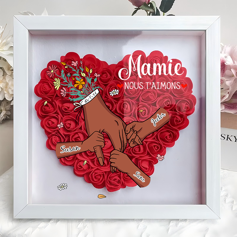 L'amour Familial Fleurit Pour Toujours – Boîte À Fleurs Personnalisée Pour Maman Et Grand-Mère Avec Noms