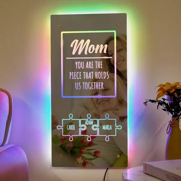Customized Puzzle Mirror Lamp For Mom