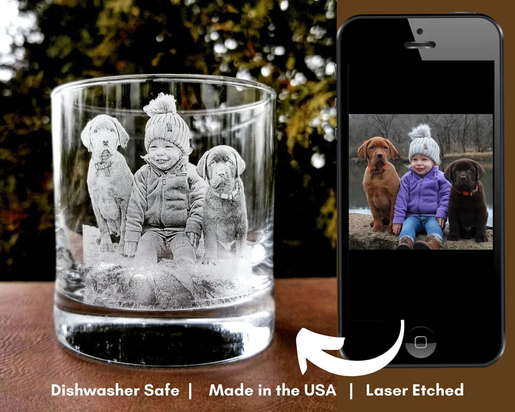 Custom Photo Laser Etched Glass Father's Day Gift
