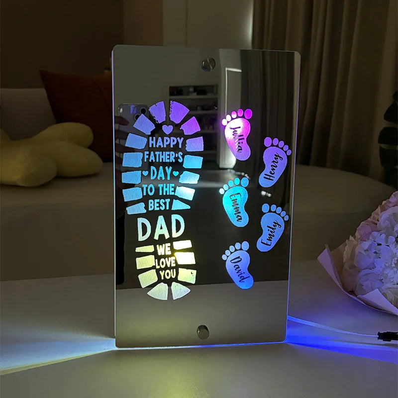 Father’s Day Sale-Personalized Names Footprint Mirror Light