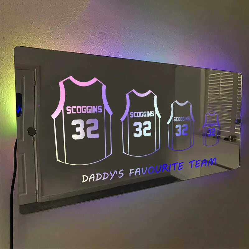Father’s Day Sale Personalized Sports Football Baseball Basketball Jersey Home Mirror Light