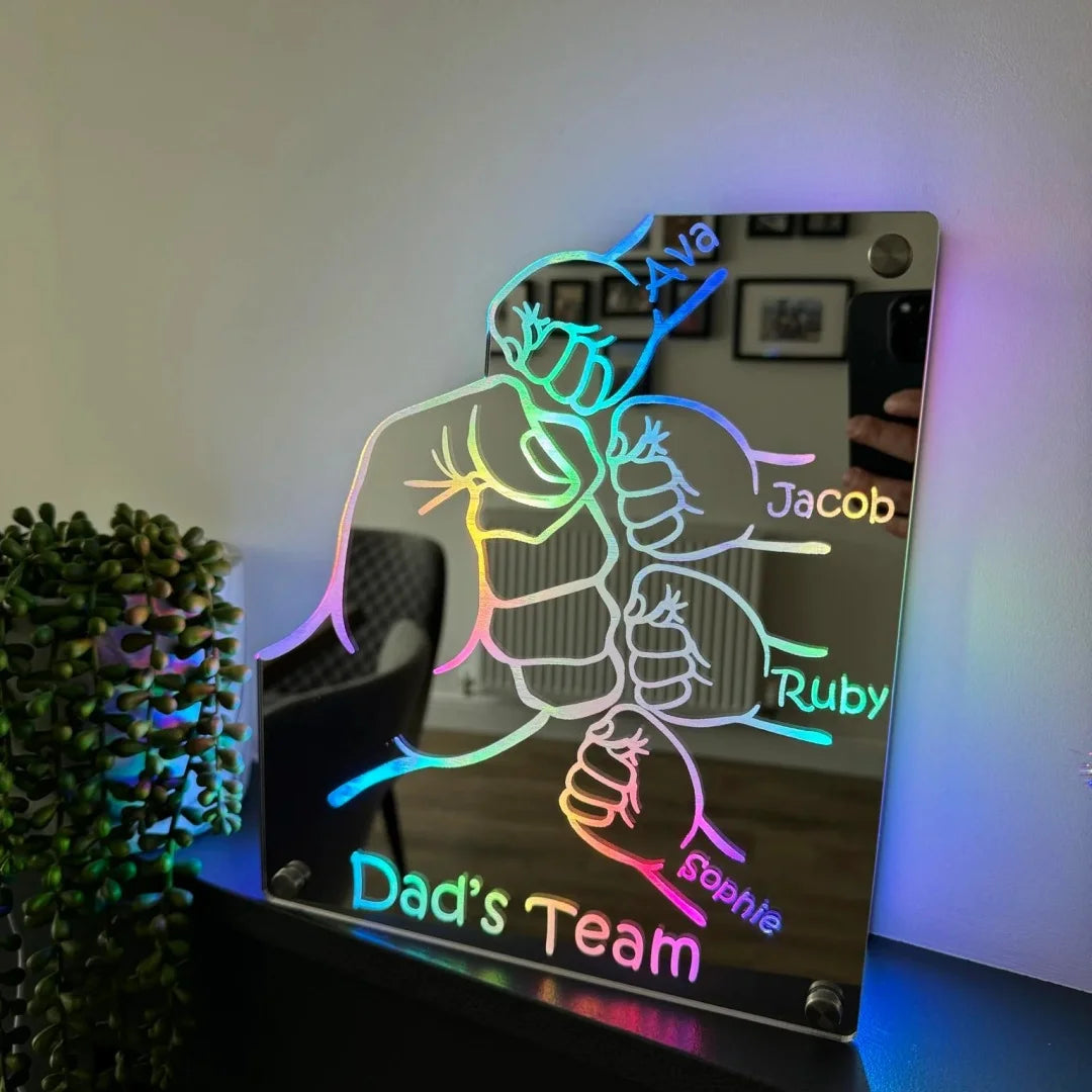 Father’s Day Sale Personalized Fist Bump Mirror Light