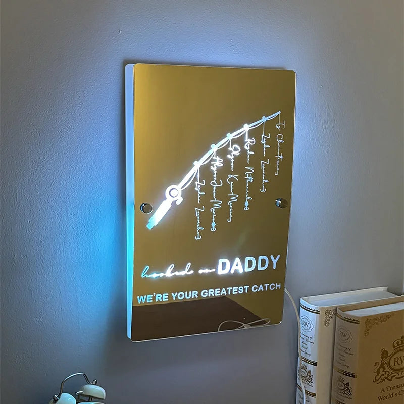 Father’S Day Sale Personalized Hooked On Daddy Mirror Light