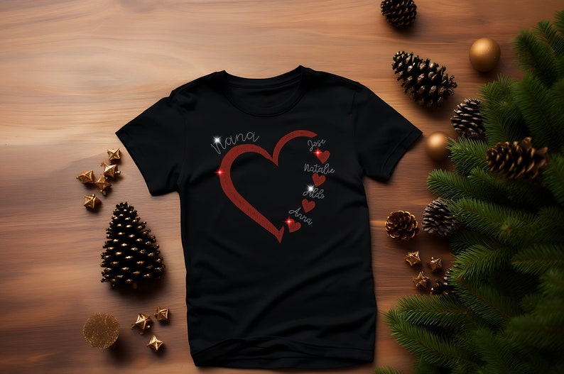 Custom Heart Shaped Grandma Shirts With Grandchildren's Names Printed On Them