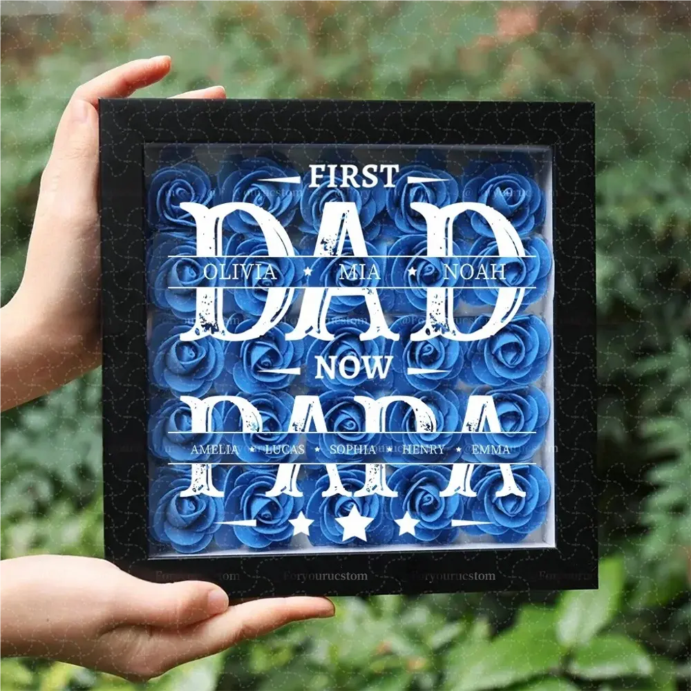 World’S Best Father Gift – Personalized Flower Shadow Box With Names