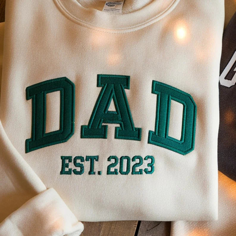 Personalized Embroidery Shirt, Custom Dad/Grandpa Sweatshirt With Grandkids Names On Sleeve