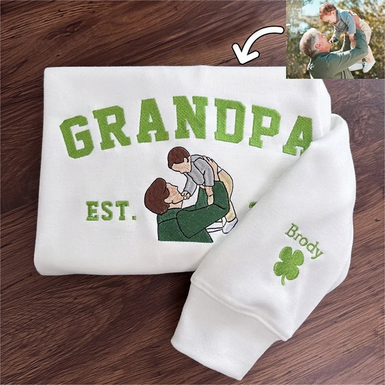 Personalized Dad Mama Shirt, Family Name Photo Shirt, Est. Year Sweater