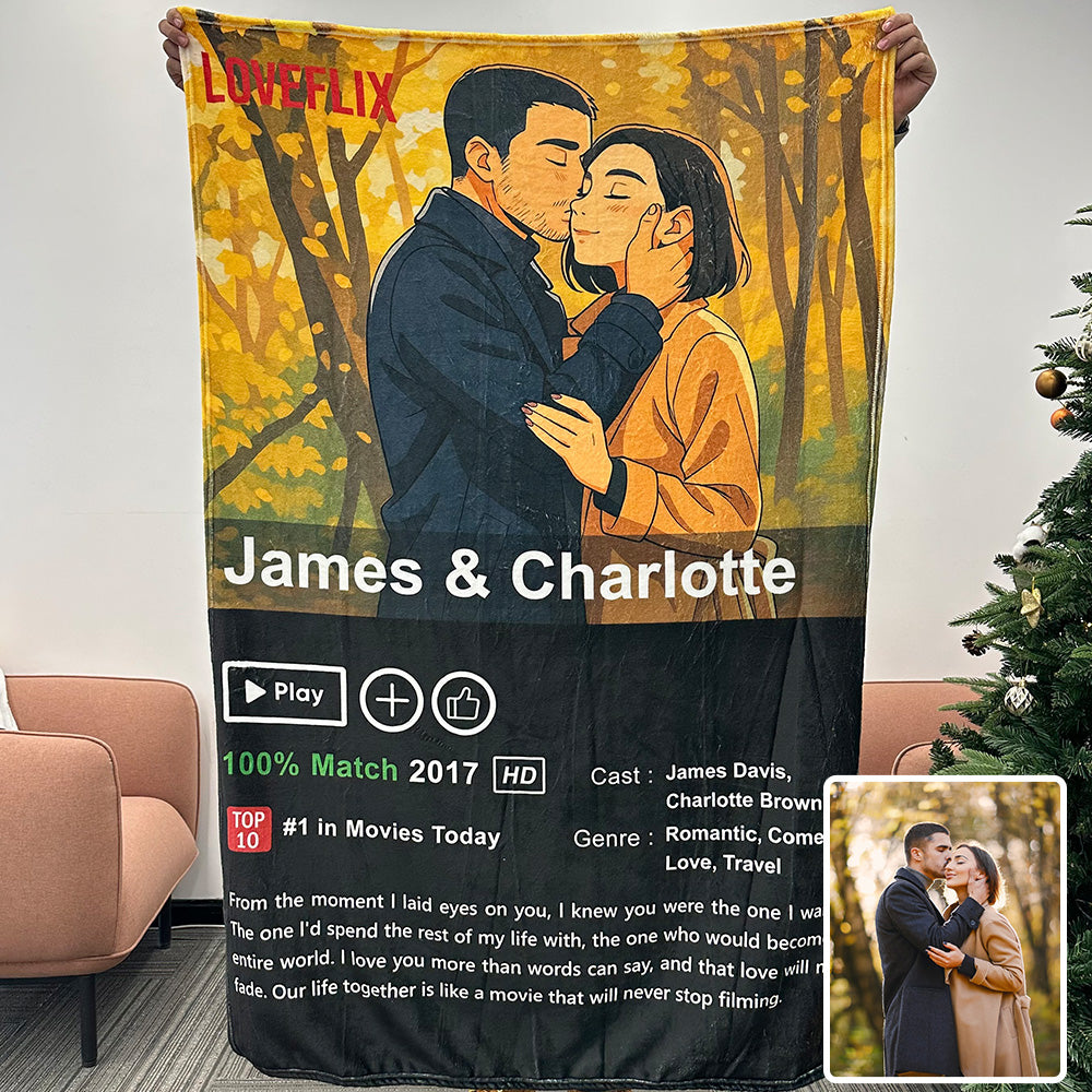 ⭐️Custom LOVEFLIX Movie Photo Blanket with Your Love Story