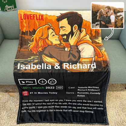 ⭐️Custom LOVEFLIX Movie Photo Blanket with Your Love Story