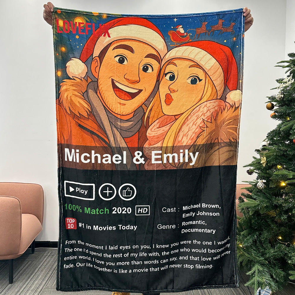 ⭐️Custom LOVEFLIX Movie Photo Blanket with Your Love Story