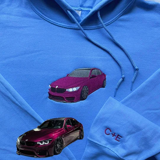 Custom Car Embroidered Crewneck & Hoodies – The Perfect Gift for Your Boyfriend or Husband!