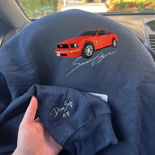 Custom Car Embroidered Crewneck & Hoodies – The Perfect Gift for Your Boyfriend or Husband!