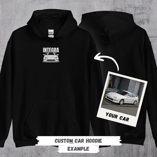 Embroidered CUSTOM Car Hoodie and T-Shirt of Your Car-Gift Idea for Petrolheads