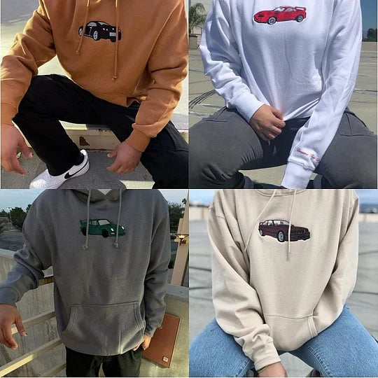 CHEST Custom Car Crewneck & Hoodie – Personalized Car Portraits for Couples