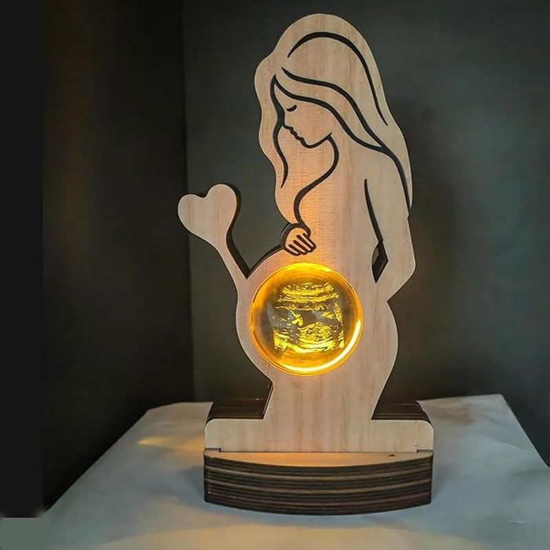 Customized Baby B-Ultrasound Photo 3d Crystal Ball Light Photo Frame Sign, Expecting Mom Gift For Pregnant Friend