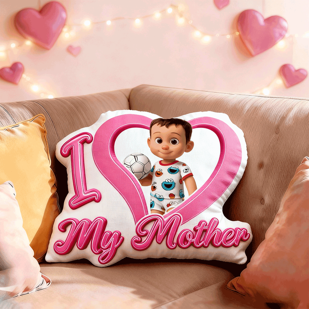 Custom Baby Photo Pillow – Red Heart-shaped Personalized Pillows For Mother’s Day Gifts