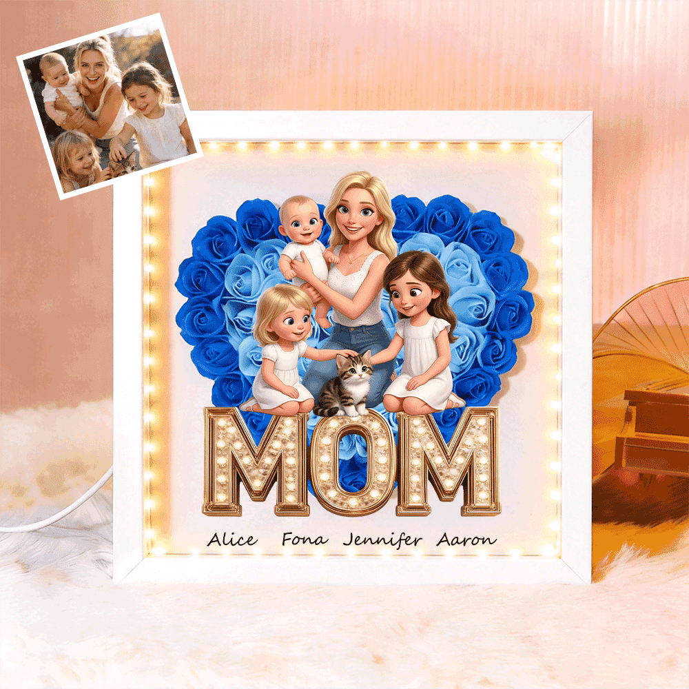 Personalized MOM Flower Shadow Box - Custom Photo & Name Gift For Mom, Gift For Mother's Day