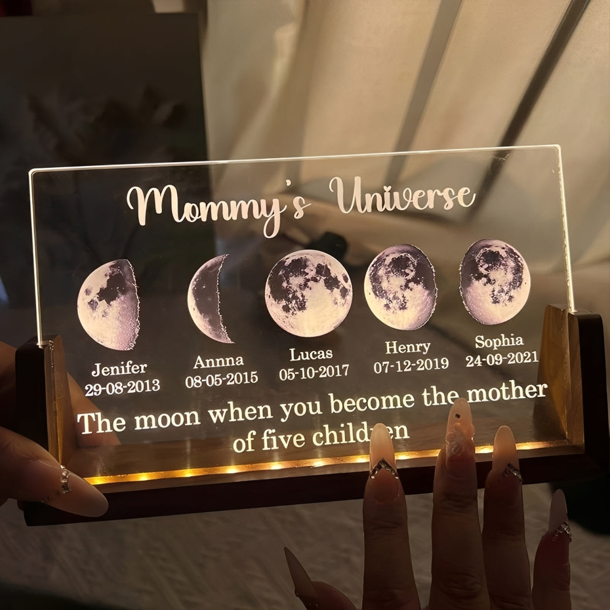 U Led Light Frame With Text And Date - Mom's Universe