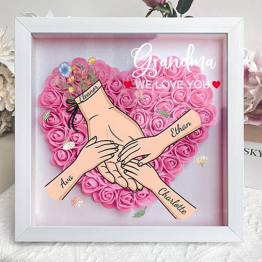 Blooming with Love – Personalised Mom & Grandma Flower Shadow Box with Names