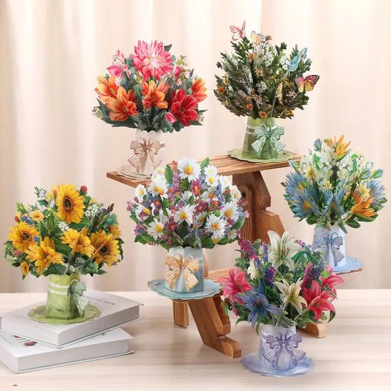 Customized 3d Pop-Up Card With Gifts And Flowers 2-In-1 Idea For Mother, Birthday, Mother's Day Gift Card
