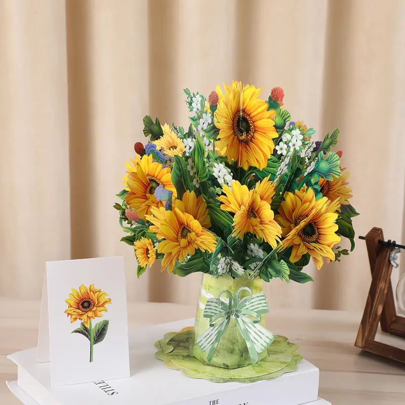 Customized 3d Pop-Up Card With Gifts And Flowers 2-In-1 Idea For Mother, Birthday, Mother's Day Gift Card
