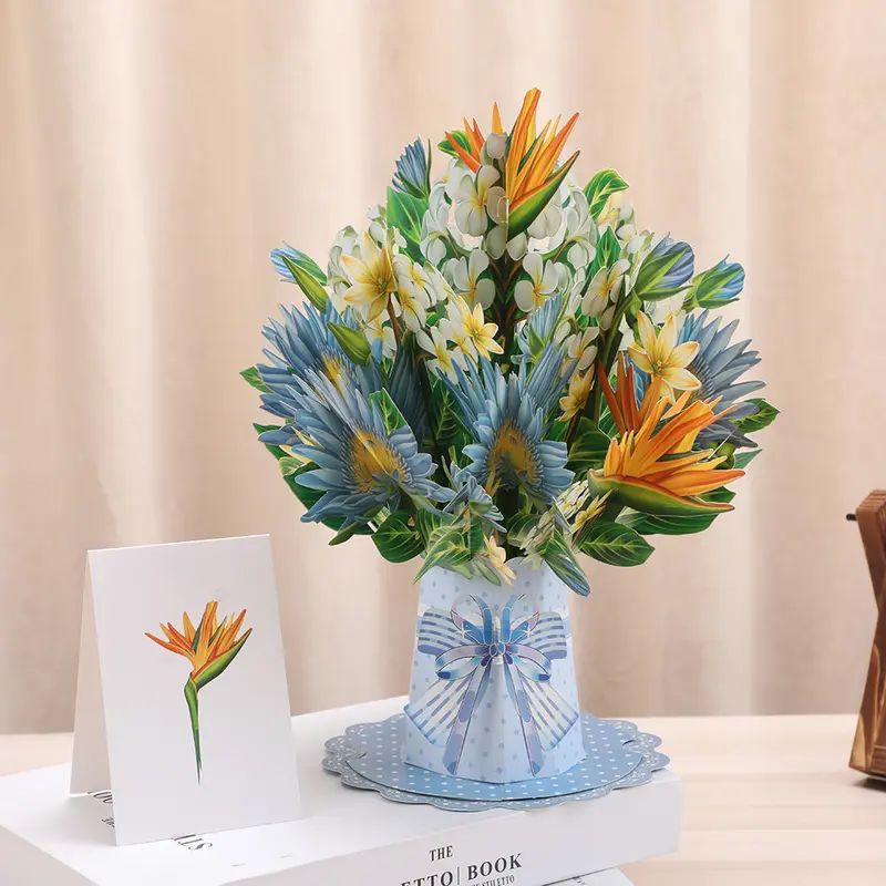 Customized 3d Pop-Up Card With Gifts And Flowers 2-In-1 Idea For Mother, Birthday, Mother's Day Gift Card