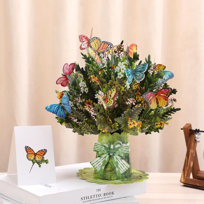 Customized 3d Pop-Up Card With Gifts And Flowers 2-In-1 Idea For Mother, Birthday, Mother's Day Gift Card