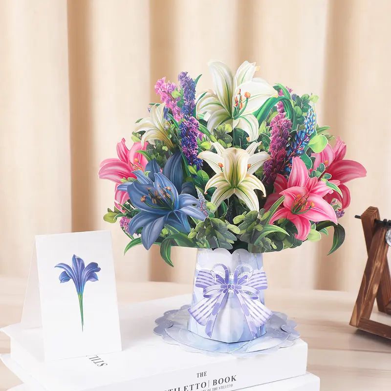 Customized 3d Pop-Up Card With Gifts And Flowers 2-In-1 Idea For Mother, Birthday, Mother's Day Gift Card