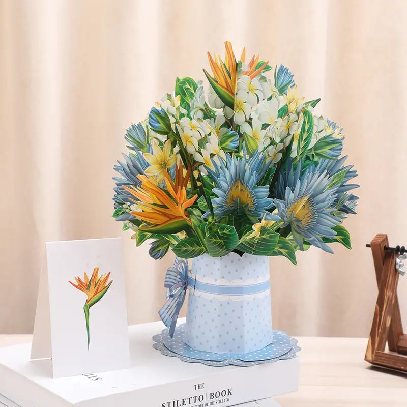 Customized 3d Pop-Up Card With Gifts And Flowers 2-In-1 Idea For Mother, Birthday, Mother's Day Gift Card