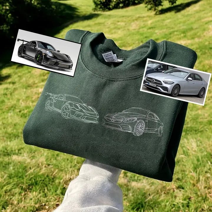 Custom Car Embroidered Sweatshirt Personalize With Your Multiple Favorite Rides