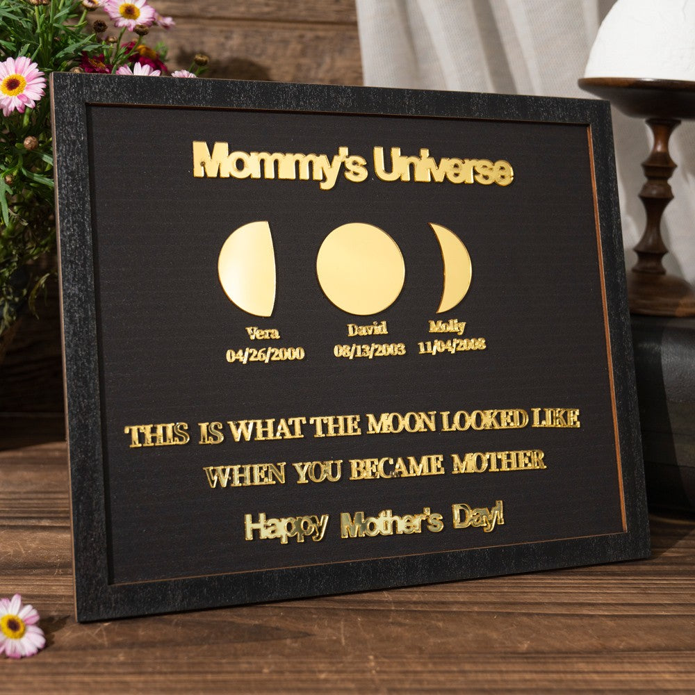 Personalized Mommy's Sky Moon Phase Acrylic Frame Keepsake Gifts For Mom Grandma Mother's Day Gift
