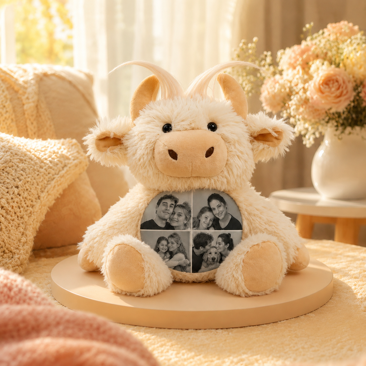 Personalized Photo Highland Cow Plush-Custom Photo Keepsake Gift for Couples, Family & Loved Ones
