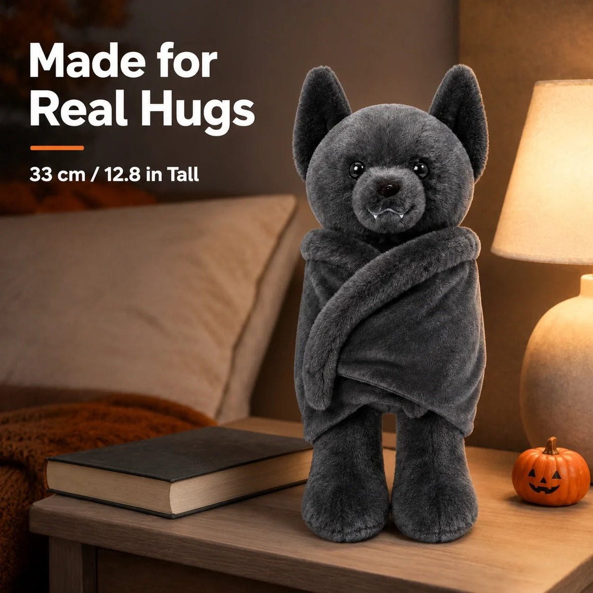 Personalized Photo Bat Bear Plush-Custom Gift for Couples, Family & Loved Ones, Halloween & Christmas Gift