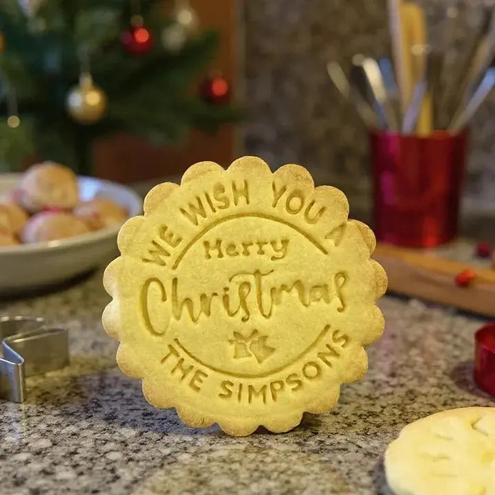 Personalized Christmas Cookie Cutter Stamp Set Custom Family Name Holiday Baking Gift