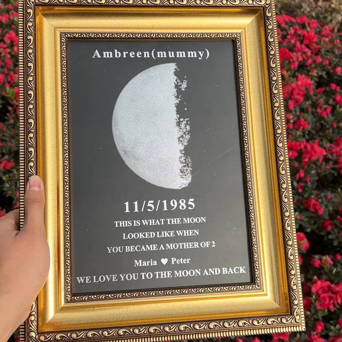 Custom Moon Art Frame/ REAL MOON PHASE - For Memory Gift