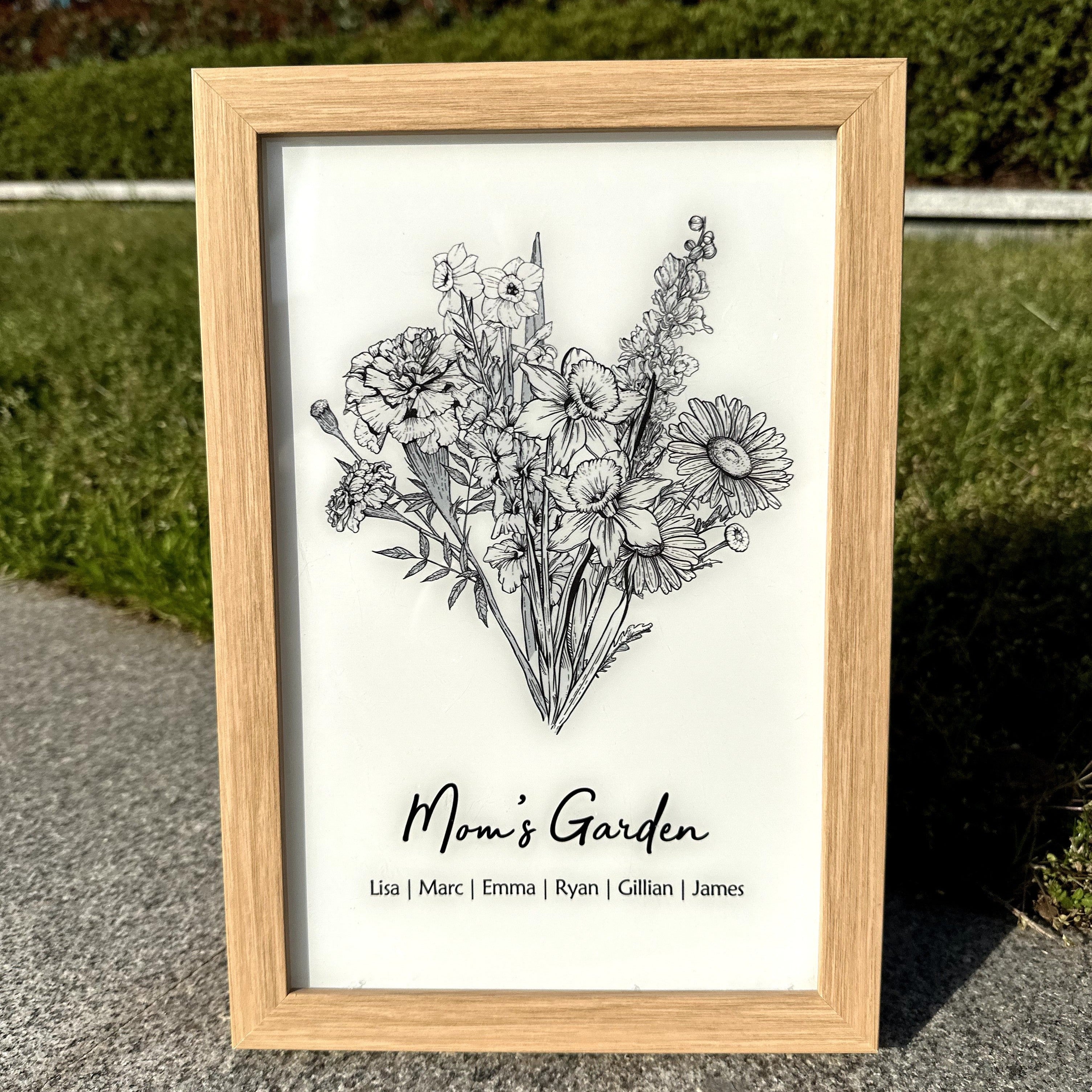 Personalized Family Birth Flower Bouquet LED Light Box Frame