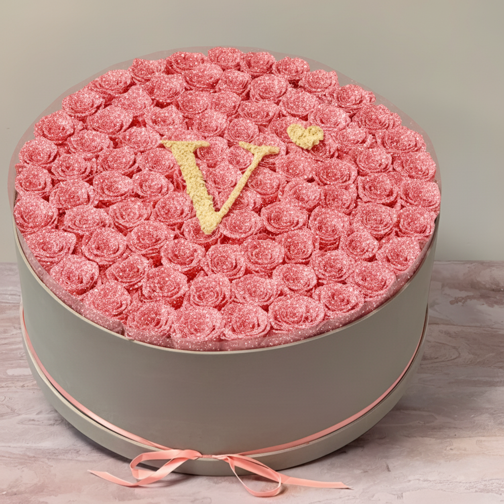Glitter Roses with Initial