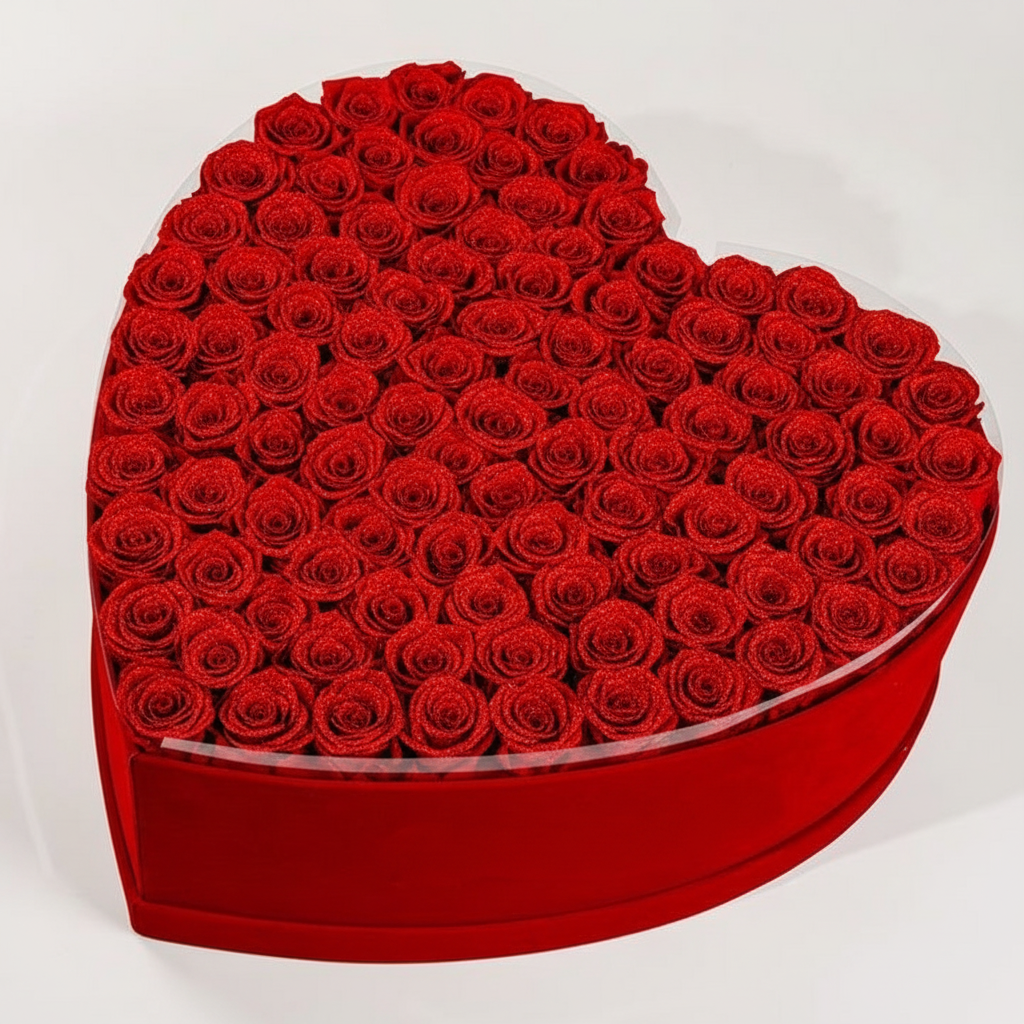 Heart Shaped Flat Glitter Roses