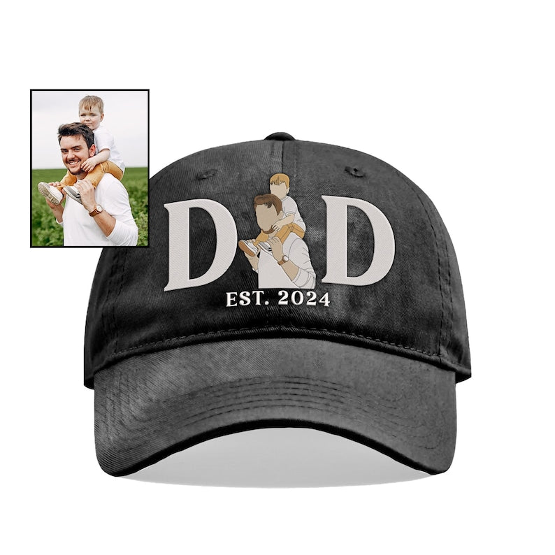 Custom Embroidered Portrait Photo Dad Hat New Dad Gift