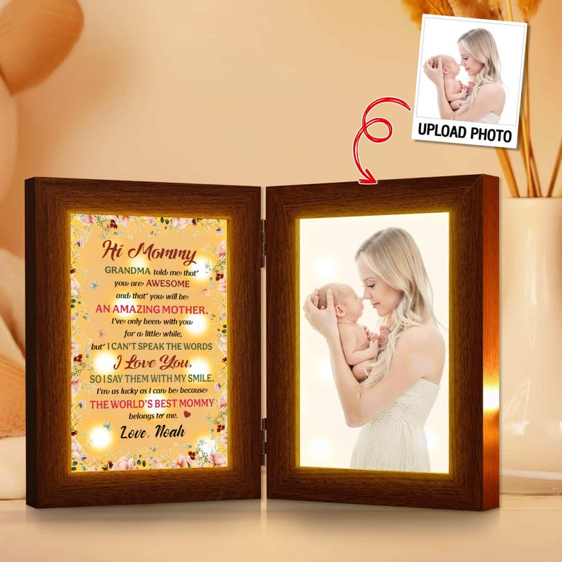 Custom Photo Mom And Me Led Night Light Mothers Day Gift