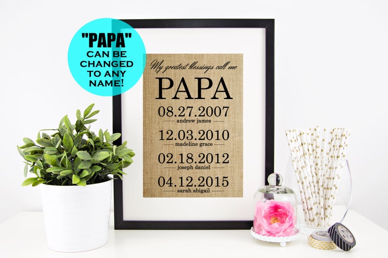 Personalized PAPA Gift for Grandpa Father's Gifts My Greatest Blessings Call Me Papa