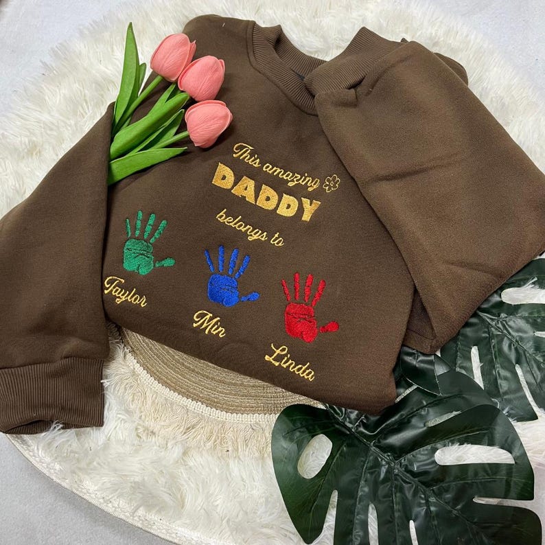 Custom Embroidered This Amazing Daddy Belongs To Comfort Colors Sweatshirt