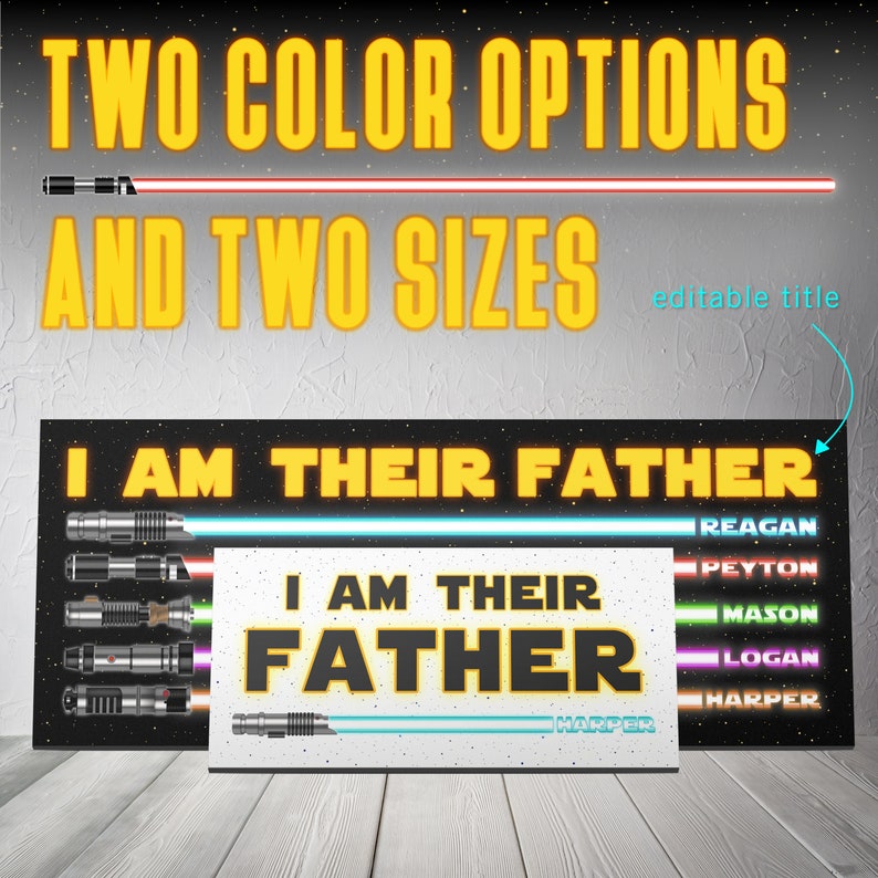 “I Am Their Father Dad” lightsaber Kids Name Sign Gifts, Personalized Gifts for Dad