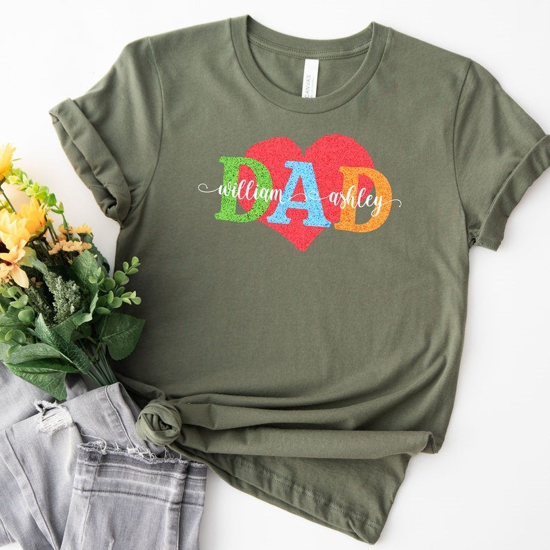 Custom Dad T-Shirt With Names, Personalized Dad T-shirt
