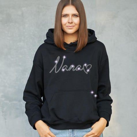 Custom Nana Heart Shaped Rhinestone T-Shirt Mother's Day Gift For Grandma