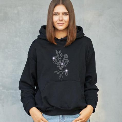 Custom Mom Rhinestone Wildflower Sparkling Floral Pattern T-shirt