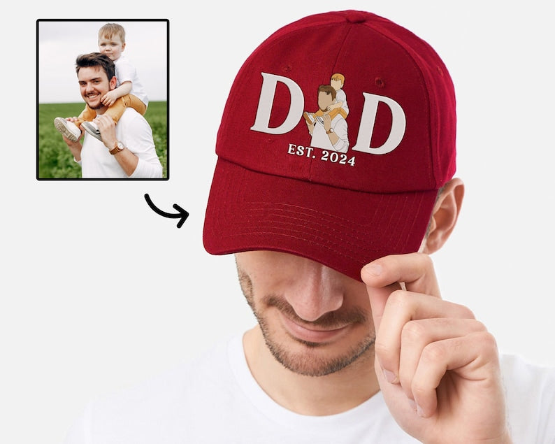 Custom Embroidered Portrait Photo Dad Hat New Dad Gift