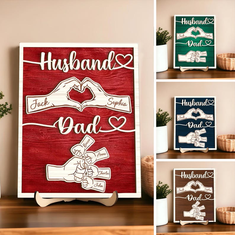 Personalized Dad Wood Sign With Standee Custom Fist Bump Plaque